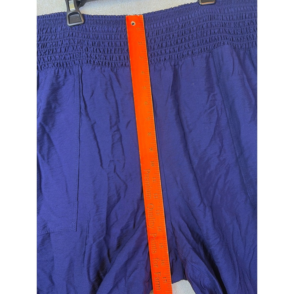 Simply Vera Vera Wang Wide Leg Pants Women 1X Blue Smocked Waist Rayon Blend NEW - Picture 7 of 9
